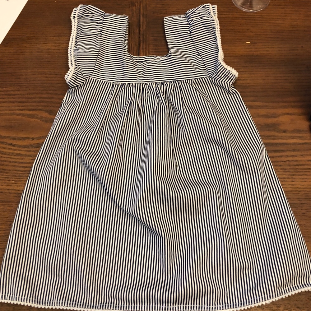 Ruffled Sleeve Navy Striped Dress